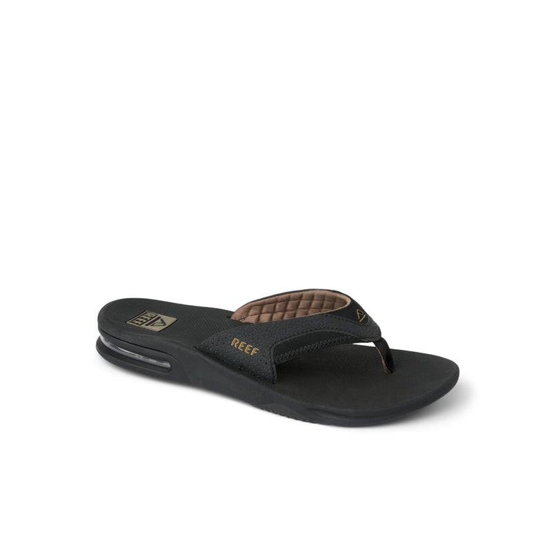 REEF Fanning Mens Bottle Opener Flip Flop, Arch Support, Durable Outsole, Water Friendly, Black/Brown, 9 - Image 2